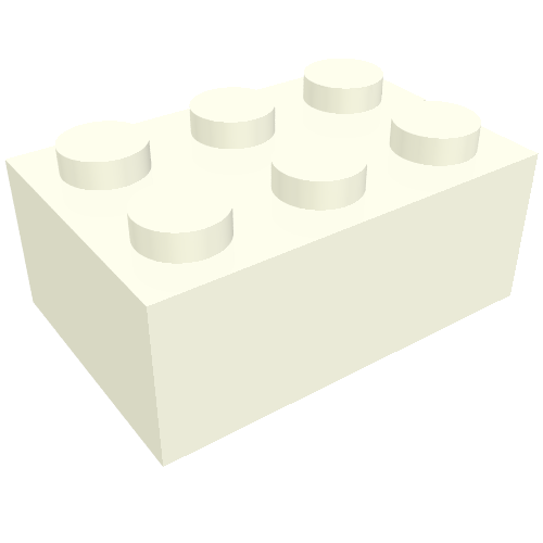 Brick 2 × 3 without Bottom Tubes, Slotted (with 1 slot) White