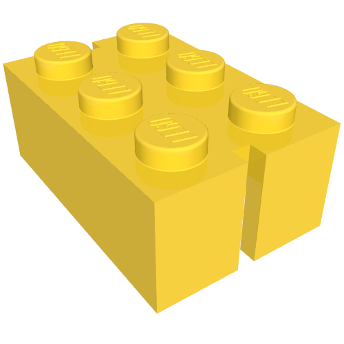 Brick 2 × 3 with 2 Slots on Short Sides Yellow
