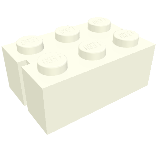 Brick 2 × 3 with 2 Slots on Short Sides White