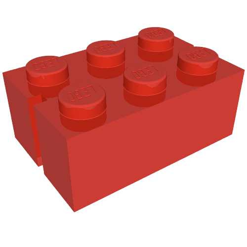 Brick 2 × 3 with 2 Slots on Short Sides Red