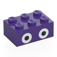 Brick 2 × 3 with Two White and Black Circles (Nabbit Eyes) Print Dunkellila