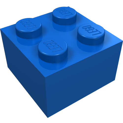Brick 2 × 2 without Inside Support or Tubes Blue
