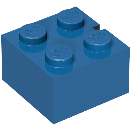 Brick 2 × 2 without Bottom Tubes, Slotted (with 1 slot) Blue