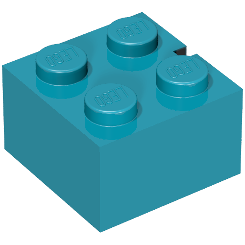 Brick 2 × 2 without Bottom Tubes, Slotted (with 1 slot) Vintage Blue