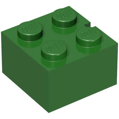 Brick 2 × 2 without Bottom Tubes, Slotted (with 1 slot) Vintage Green