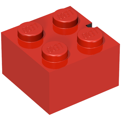 Brick 2 × 2 without Bottom Tubes, Slotted (with 1 slot) Vintage Red