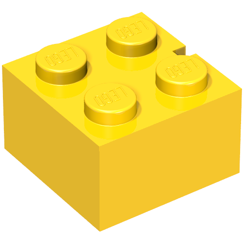 Brick 2 × 2 without Bottom Tubes, Slotted (with 1 slot) Vintage Yellow