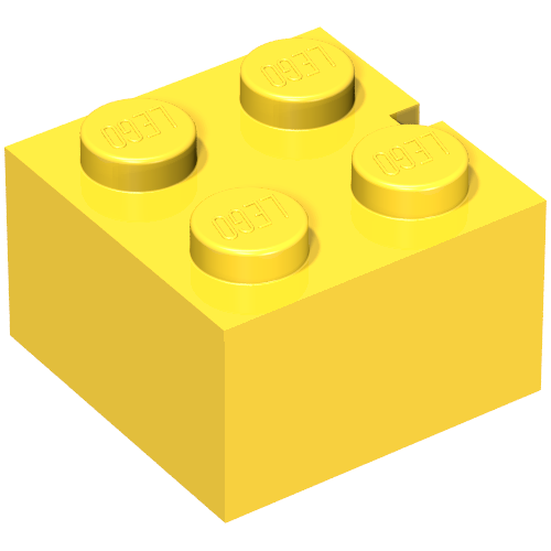 Brick 2 × 2 without Bottom Tubes, Slotted (with 1 slot) Gelb