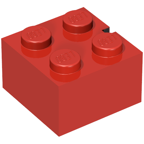 Brick 2 × 2 without Bottom Tubes, Slotted (with 1 slot) Red