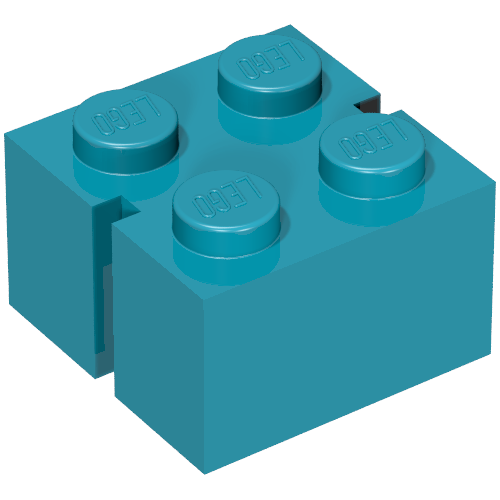 Brick 2 × 2 without Bottom Tubes, Slotted (with 2 slots, opposite) Vintage Blue