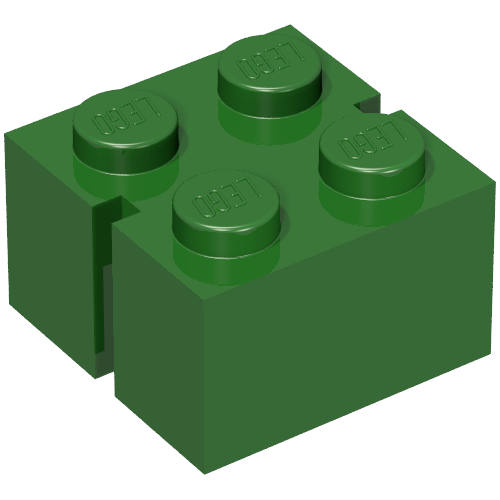 Brick 2 × 2 without Bottom Tubes, Slotted (with 2 slots, opposite) Vintage Green