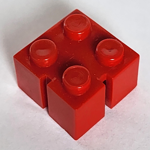 Brick 2 × 2 without Bottom Tubes, Slotted (with 2 slots, right) Rot