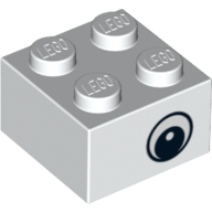 Brick 2 × 2 with Eye without White Print on Two Sides, Circle in Pupil, Offset Weiß
