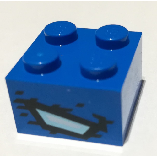 Brick 2 × 2 with Eye, Black Border, Dual Sided print Blue