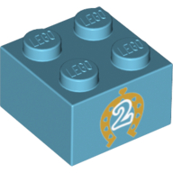 Brick 2 × 2 with Horseshoe Number 2 Print Medium Azure