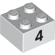 Brick 2 × 2 with Black "4" Print White