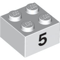 Brick 2 × 2 with Black "5" Print White
