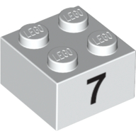 Brick 2 × 2 with Black "7" Print White