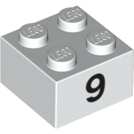 Stein 2 × 2 mit schwarz "9" Druck Weiß