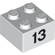 Brick 2 × 2 with Black "13" Print White