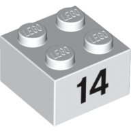 Brick 2 × 2 with Black "14" Print White