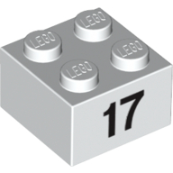 Brick 2 × 2 with Black "17" Print White