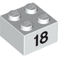 Stein 2 × 2 mit schwarz "18" Druck Weiß