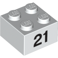 Stein 2 × 2 mit schwarz "21" Druck Weiß