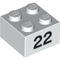 Brick 2 × 2 with Black "22" Print White