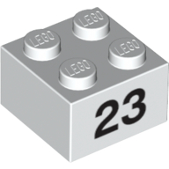 Stein 2 × 2 mit schwarz "23" Druck Weiß