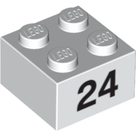Brick 2 × 2 with Black "24" Print White