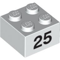 Stein 2 × 2 mit schwarz "25" Druck Weiß