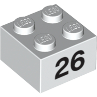 Brick 2 × 2 with Black "26" Print White