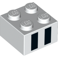 Brick 2 × 2 with Two Black Rectangles Print White