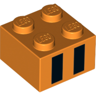 Brick 2 × 2 with Two Black Rectangles Print Orange