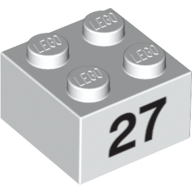 Brick 2 × 2 with Black "27" Print White