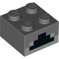 Brick 2 × 2 with Light Bluish Gray and Black Pixelated Furnace Print Dunkelblaugrau