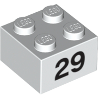 Stein 2 × 2 mit schwarz "29" Druck Weiß