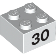 Stein 2 × 2 mit schwarz "30" Druck Weiß