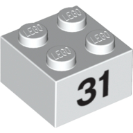Stein 2 × 2 mit schwarz "31" Druck Weiß