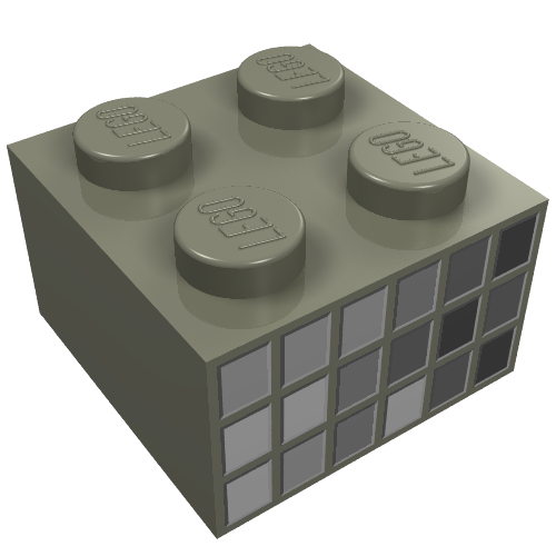 Brick 2 × 2 with Gray Squares on 2 Sides Print Dark Gray