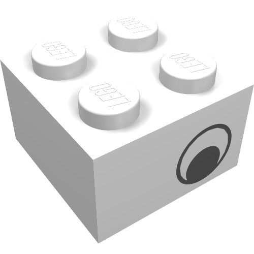 Brick 2 × 2 with Eye [No Pupils] Print on Two Sides, Offset White