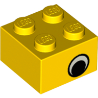 Brick 2 × 2 with Eye with White Print on Two Sides, Offset
