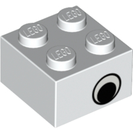 Brick 2 × 2 with Eye with White Print on Two Sides, Offset White