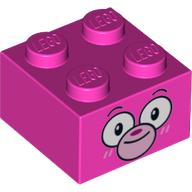 Brick 2 × 2 with Monkey Face print Dark Pink