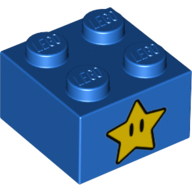 Brick 2 × 2 with Star with Eyes Print Blue
