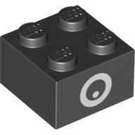 Brick 2 × 2 with Eye Print (Chain Chomp) Schwarz