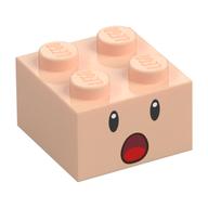 Brick 2 × 2 with Face, Surprised Open Mouth Print in Light Nougat