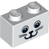 Brick 1 × 2 with Animal Face Print Weiß