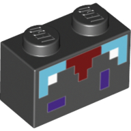 Brick 1 × 2 with Pixelated Enchantment Table Print Black